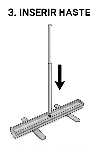 suporte de banner roll up em alumínio encaixando as hastes